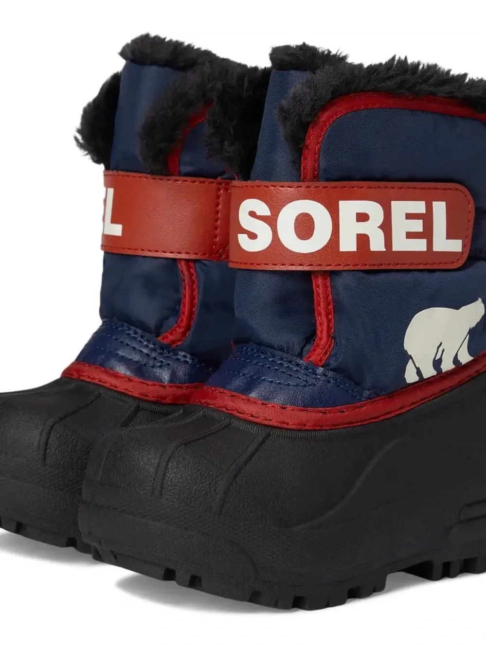 Sorel Kids Navy and Red Winter Snow Boots with Black Soles